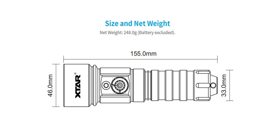 Xtar D26 1100 Cree XM-L2 мощный светодиодный светильник для дайвинга 18650 18700 26650 вращающийся Подводный фонарь с резьбовым отверстием для штатива