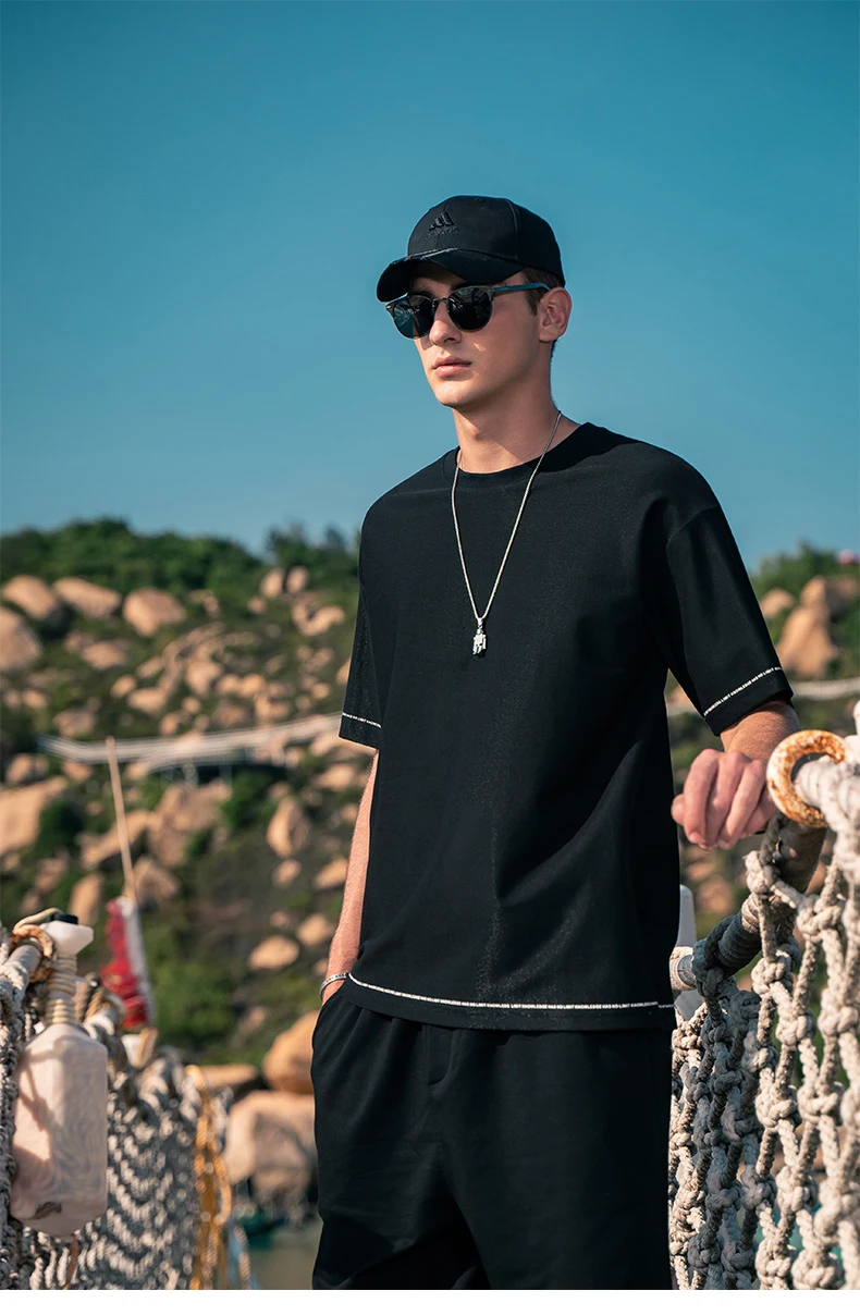

2923 summer new boys' simple casual round neck loose men's short-sleeved T-shirt