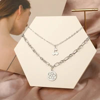 new creative simple temperament womens jewelry disc flower cherry double necklace