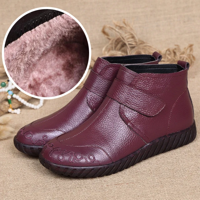 Zapatos mujer; женские зимние ботинки из натуральной кожи; женские ботильоны ручной работы на молнии в стиле ретро; сезон зима-весна; женская обувь; g934 - Цвет: pic fur