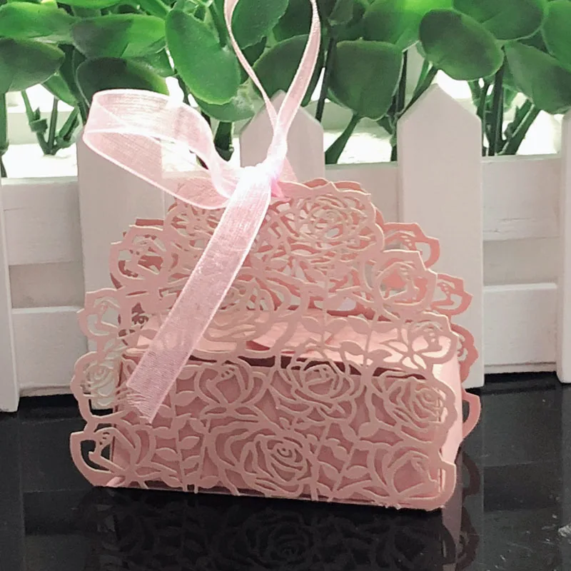 50/100 шт Роза и цветок Лазерная резка Конфеты Коробки DIY Полые перевозки подарочные