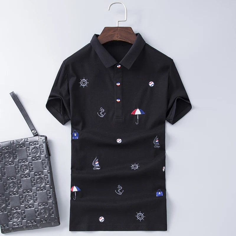 Вышитая Новинка 2020 полосатая рубашка поло в стиле хип хоп хлопковая для