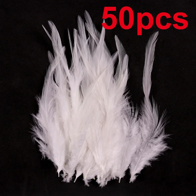 White 50PCS Wifreo 50 шт. длинные перья украшение на седло перья, привязываемые к приманке петух шлаппен для форели лосось Steelhead бас соленой воды стример завязывания - Цвет: White 50PCS