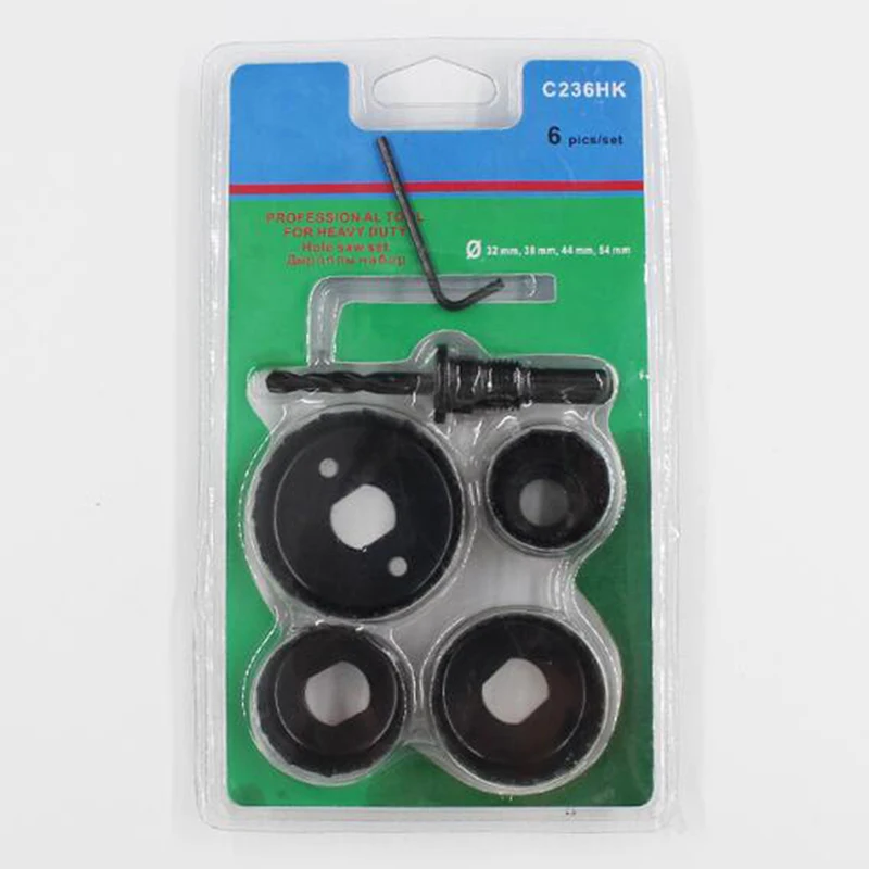 Фото 6Pcs/set High Quality Bi-Metal Wood Hole Saw Set for Woodworking DIY Wood Cutter Drill Bit Hardware Tool Set №3
