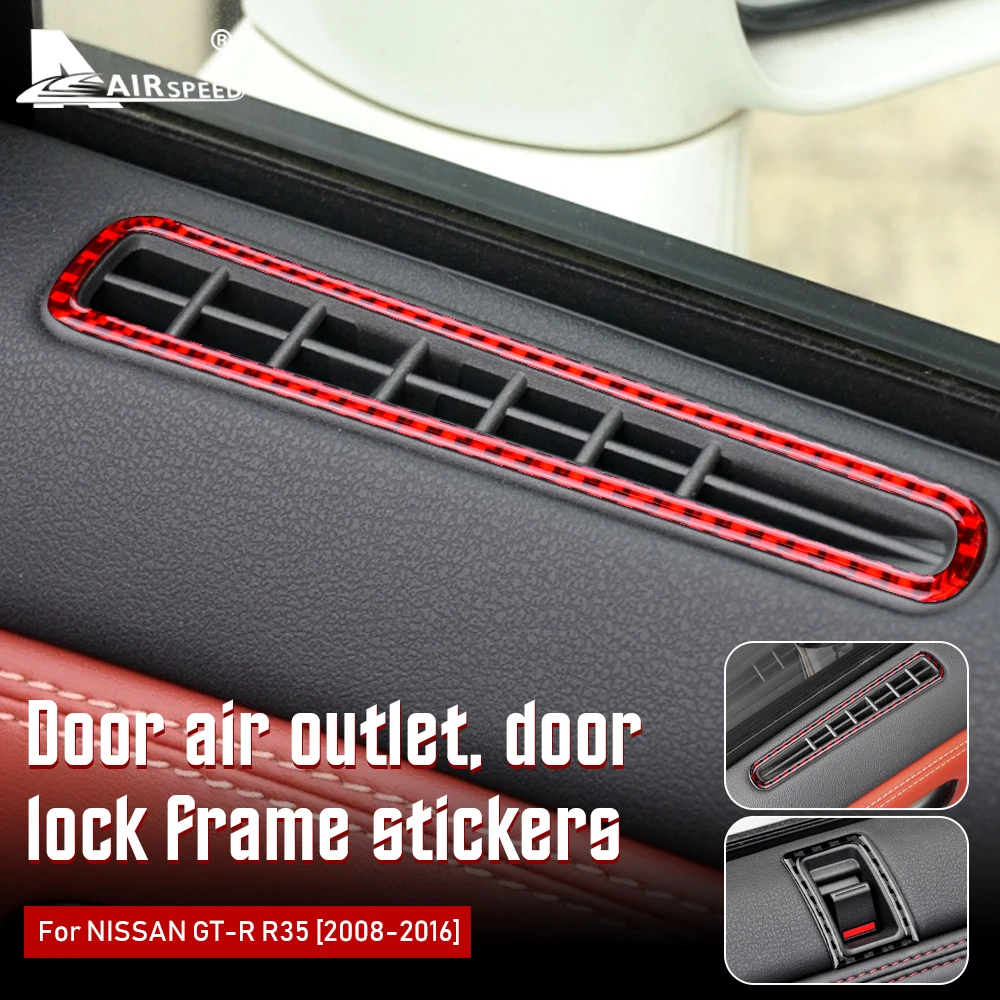 

Carbon Fiber for Nissan GTR R35 2008-2016 Accessories Interior Trim Car Door Lock Frame Door Air Outlet Vent Panel Cover Sticker