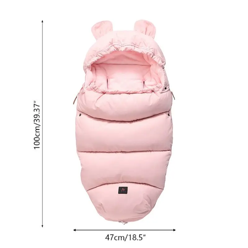 

Winter Warm Baby Stroller Sleeping Bag Newborns Anti-Kicking Footmuff Wheelchair Envelopes with Removable Faux Fur