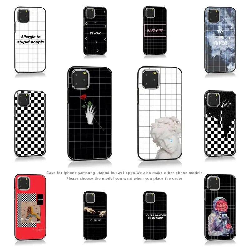 

Black white chessboard quote art Phone Case for iPhone 11 12 pro XS MAX 8 7 6 6S Plus X 5S SE 2020 XR Soft silicone