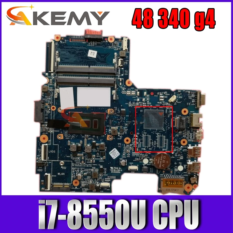 

Материнская плата Akemy для ноутбука HP 48 340 g4, системная плата 6050A3017001-MB-A01 со стандартом SR3LC i7-8550U ЦП 340 g4, протестированная материнская плата full 100...