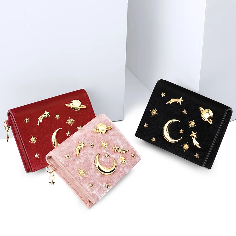 Женский кошелек милый женский для кредитных карт девичий стиль рисунок звезды