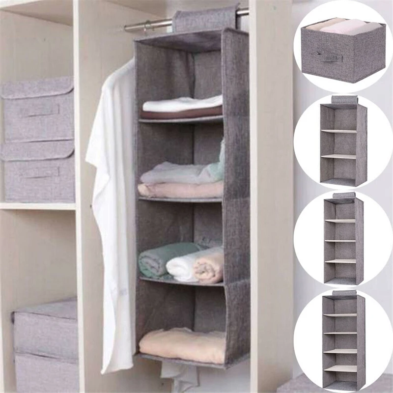 

Hanging Closet Organizer Interlayer Drawer Type Clothes Hangers Foldable Cloth Gray Hanging Shelf for Clothes Storage