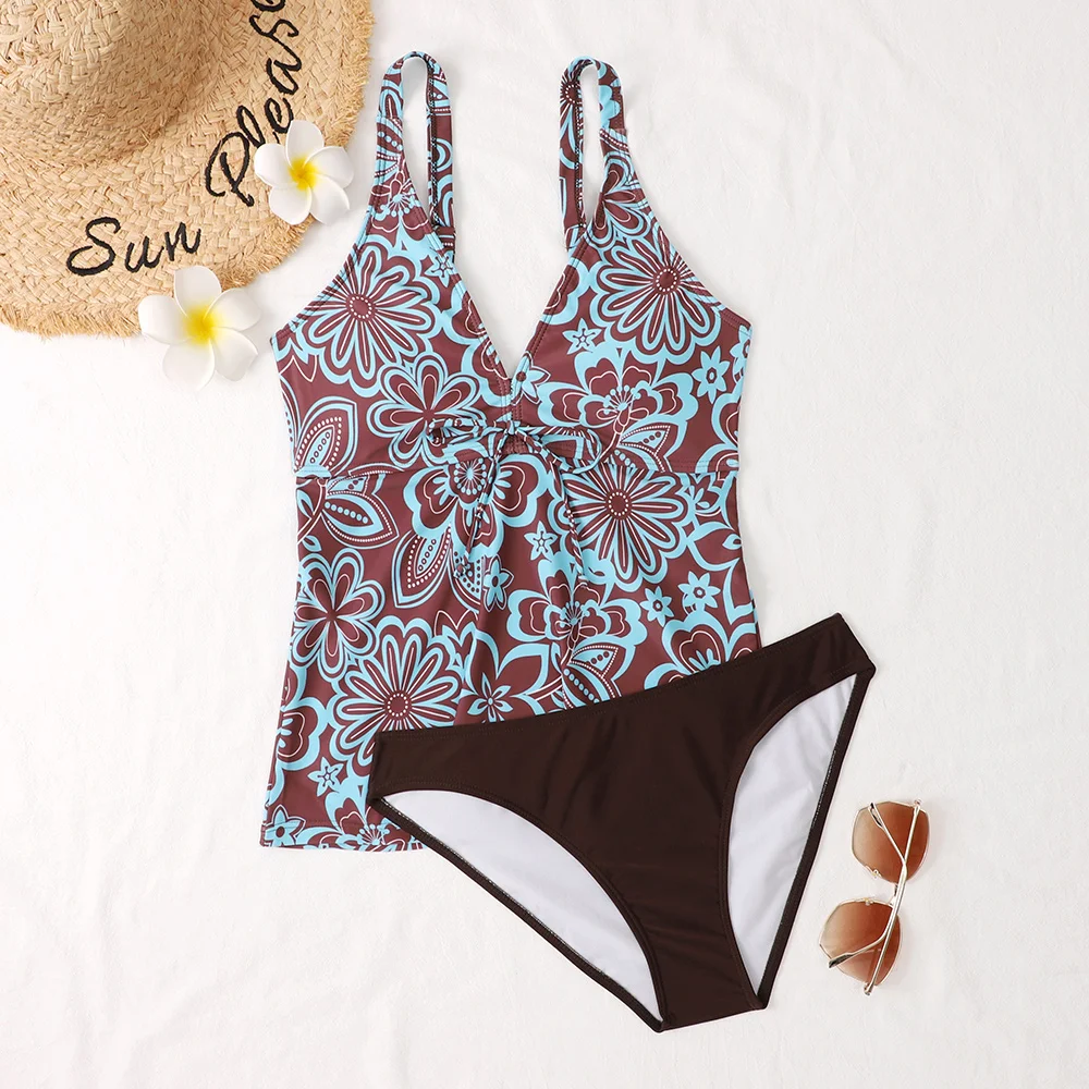 

Women Swimsuit New Printed Tankini Plus Size Swimwear Female Bathing Suit Vintage Retro Brazilian Beachwear XXL