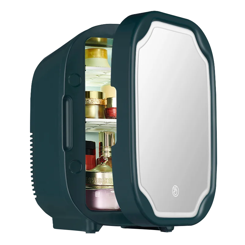 저렴한 거울을 가진 직업적인 8L 아름다움 냉장고 메이크업 피부 관리 및 가정을위한 LED 램프 접촉 스크린 냉장고 이중 사용 여행 BX27