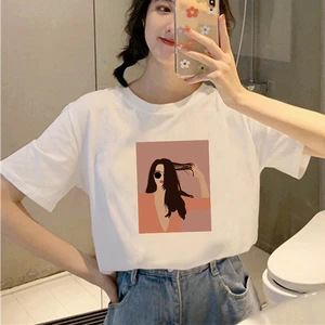 2021 Cool Girls T Shirt Oversize Top Tees Casual Short Sleeve Fashion Female Clothing Aesthetic Tees White T-shirts for Ladies
