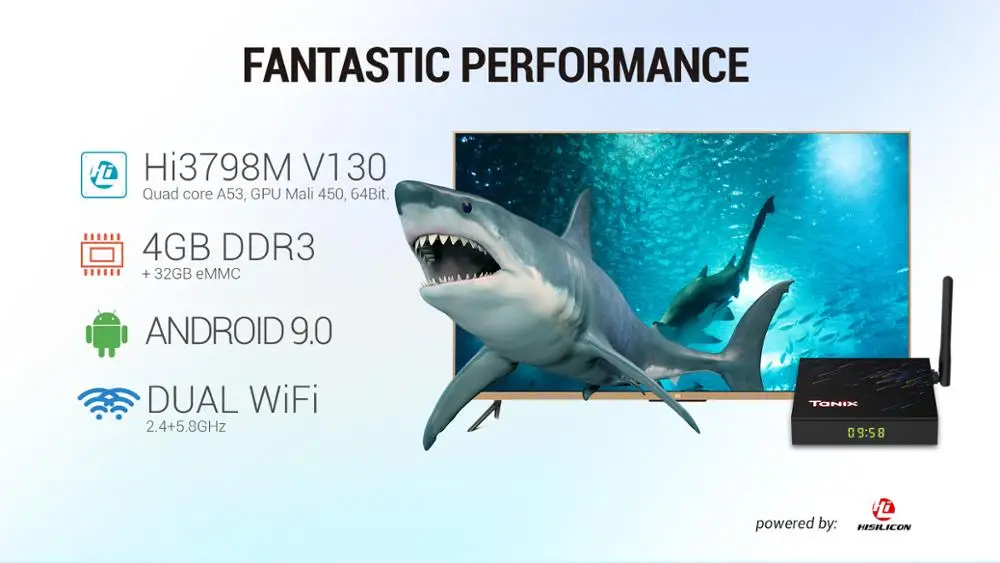 ТВ приставка Tanix H3 для Smart TV Android 9 0 LPDDR4 4 Гб 32 ГБ/64 ПЗУ четырехъядерный 64 бит ARM corteca53