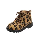 Ботинки-мартинсы для девочек и мальчиков, на осень и зиму, мягкие короткие ботинки для малышей с леопардовым принтом, Нескользящие ботинки для девочек, детская обувь 21-30, 2021