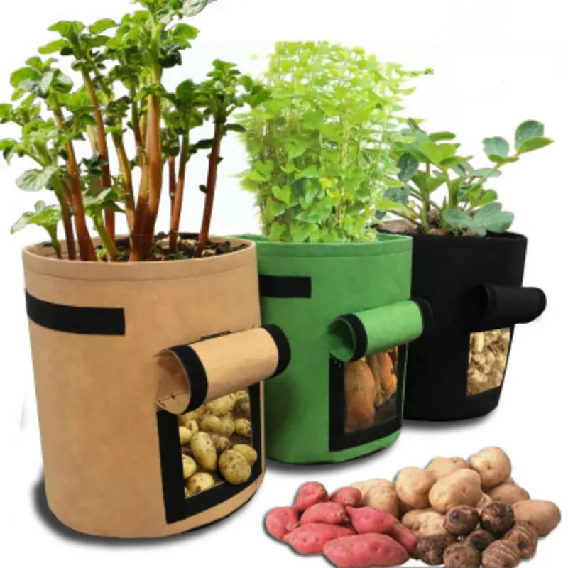 garden Plant Grow Bags jardin gardening biodegradable Nonwoven Cloth Pot Gardening Bag Vegetable Potato Planter | Дом и сад