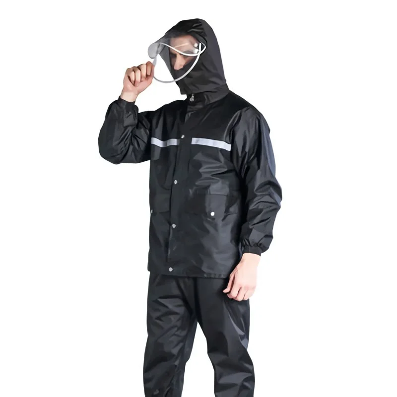 Плащ-дождевик мужской плотный водонепроницаемый двуслойный однобортный