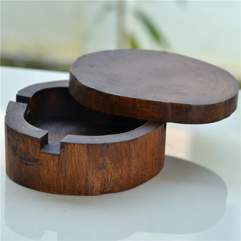 

Natural Wooden Carved Ashtray Decorative Wood Lidded Ash Tray Cigarette Holder Tobacco Smoking Utensil Art and Accessories ZM814