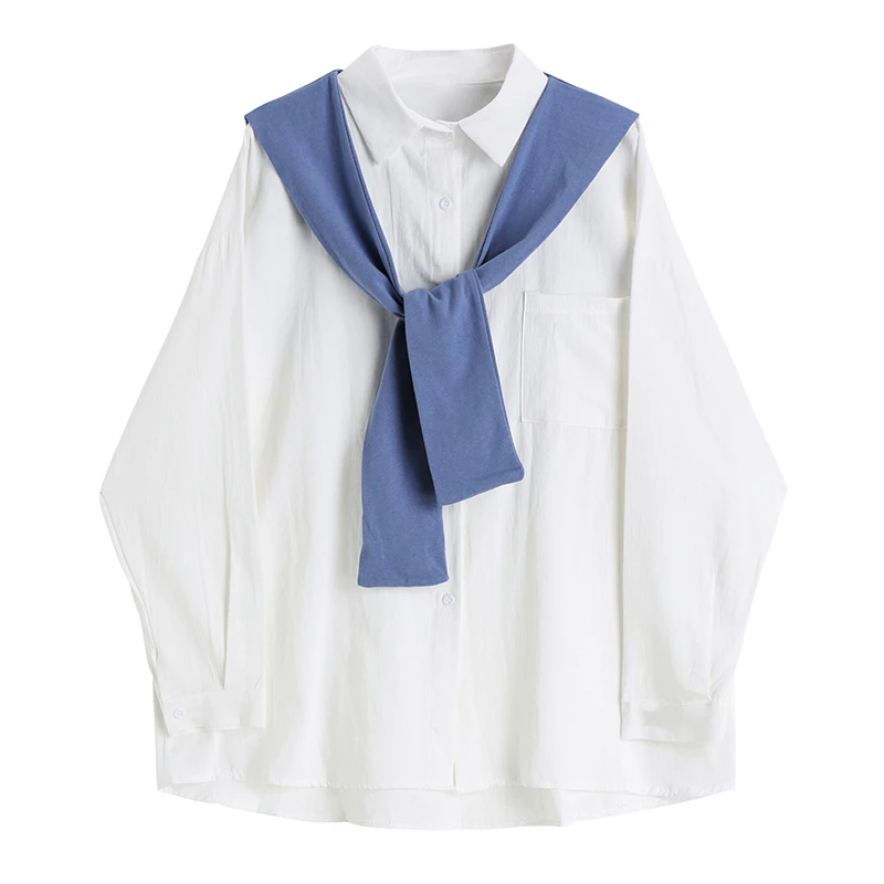 Блузка женская из двух предметов модная Свободная рубашка в Корейском стиле с