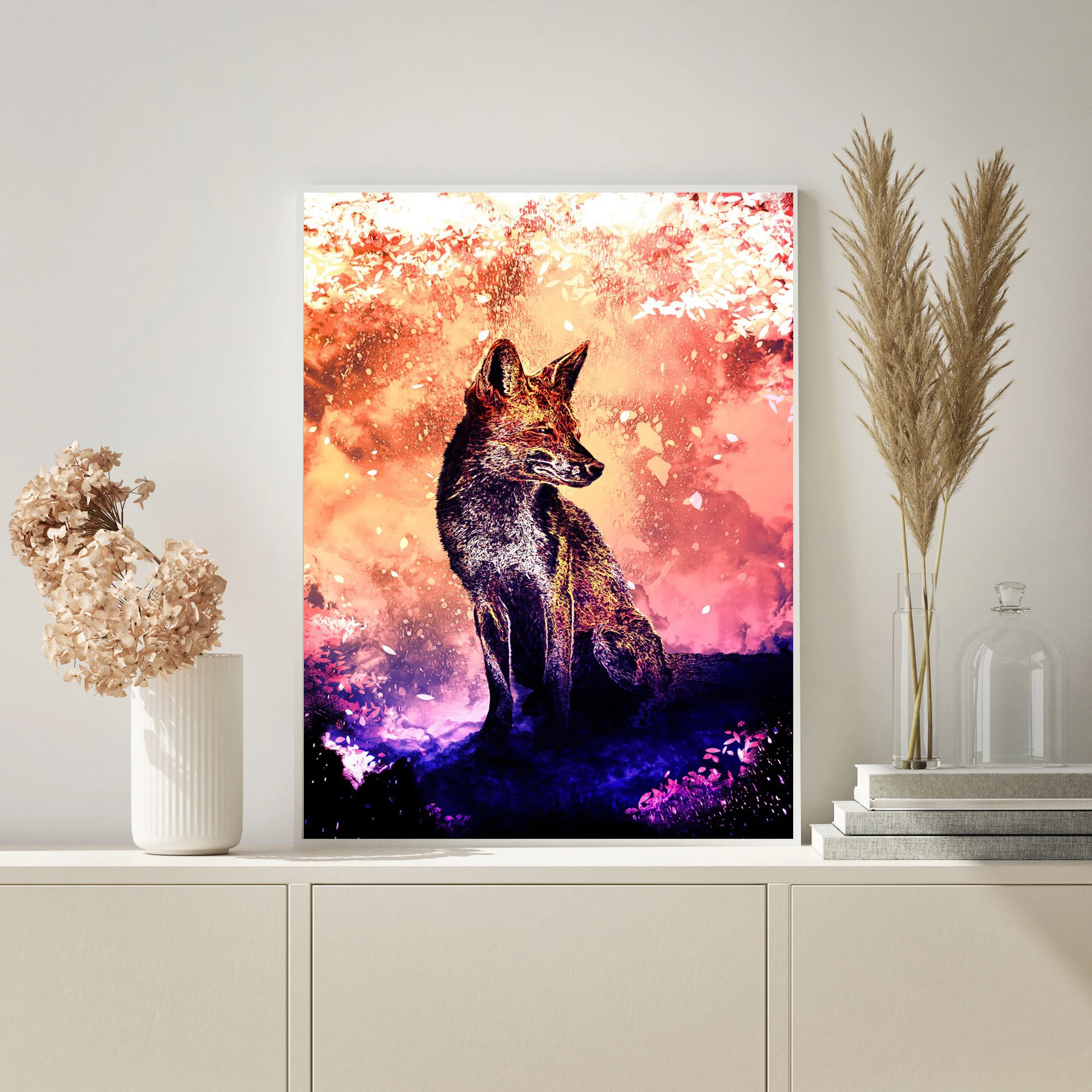 

Nordic Canvas HD Prints Animal Painting Poster Fox Soul Pictures Wall Art Modular Modern Style For Living Room Home Decor Framed