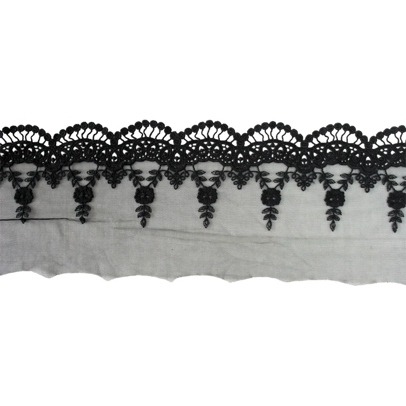 2 ярда африканская кружевная лента 13 5 см ширина вышитое кружево Белый Черный