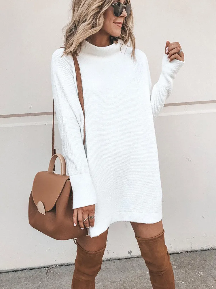 Осенне зимнее платье женская одежда повседневное с круглым вырезом облегающее