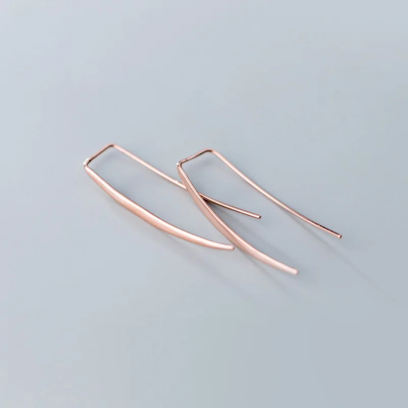 Trustdavis настоящее 925 пробы серебряные гладкие палка лунные серьги кольца для