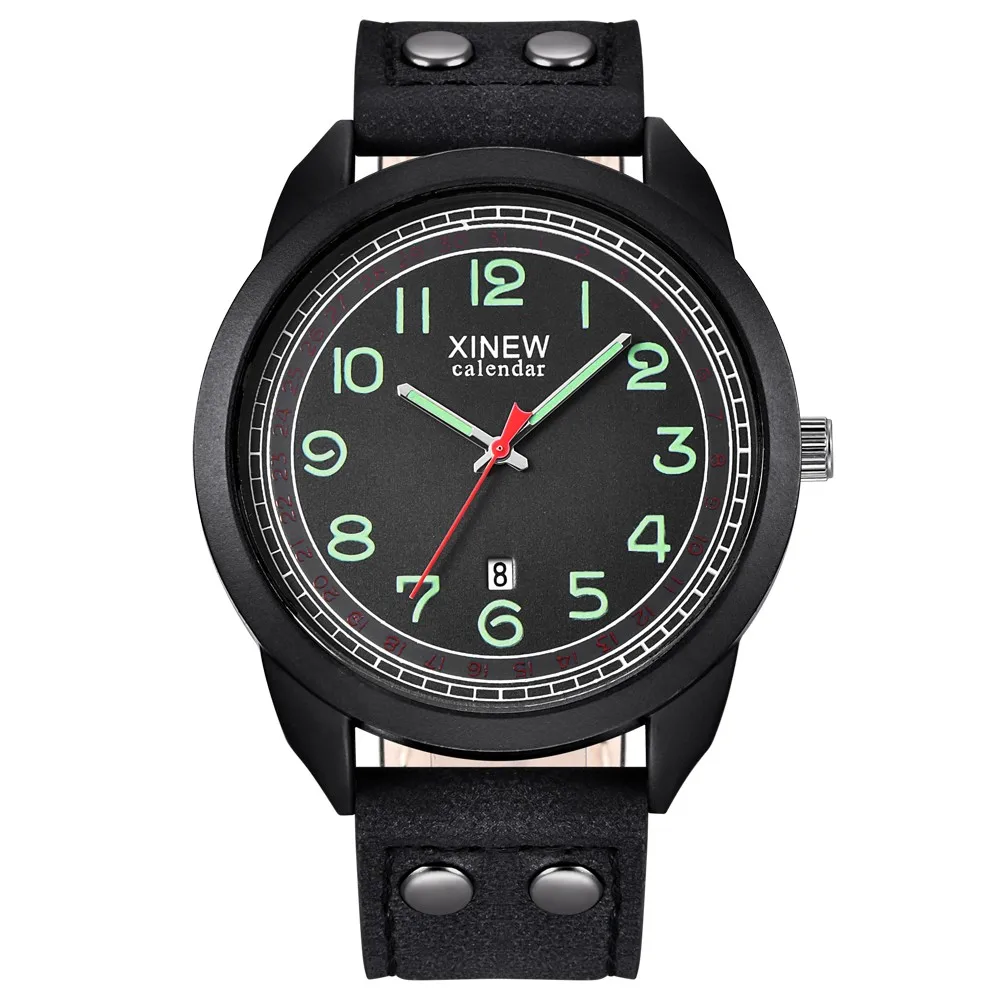 

Quartz Watch Arabic Numerals Round Dial Stainless Steel Dial Leather Strap Watch for Men 2021 Casual Wristwatch Horloges Mannen