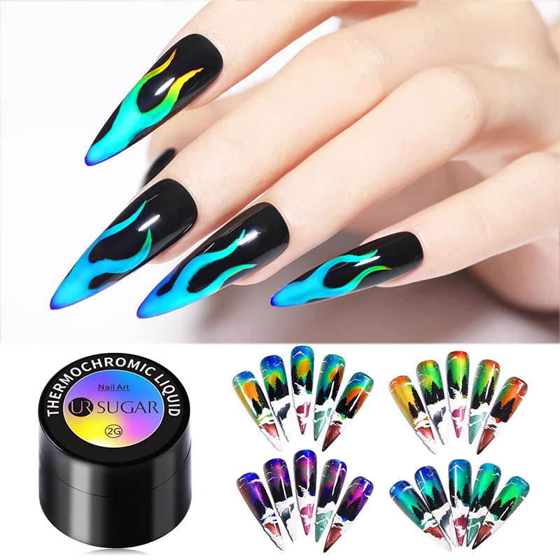 UR SUGAR термохромовый Жидкий Гель лак для ногтей меняющий цвет краска гель черная