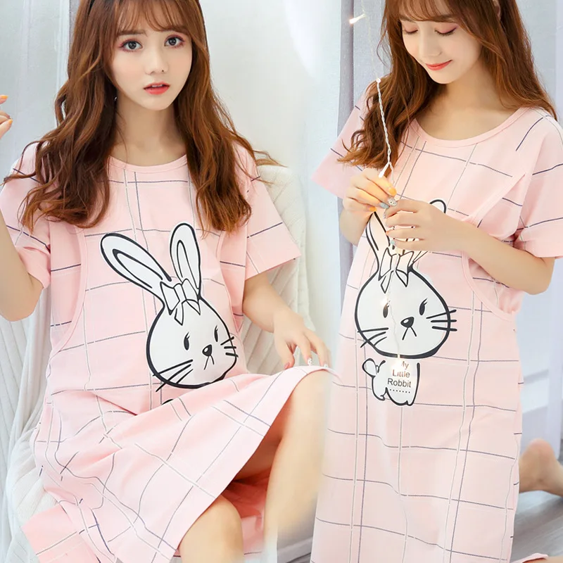 

2020 летнее платье для кормящих матерей одежда для грудного вскармливания для беременных женщин Хлопковая пижама для беременных ночная руба...