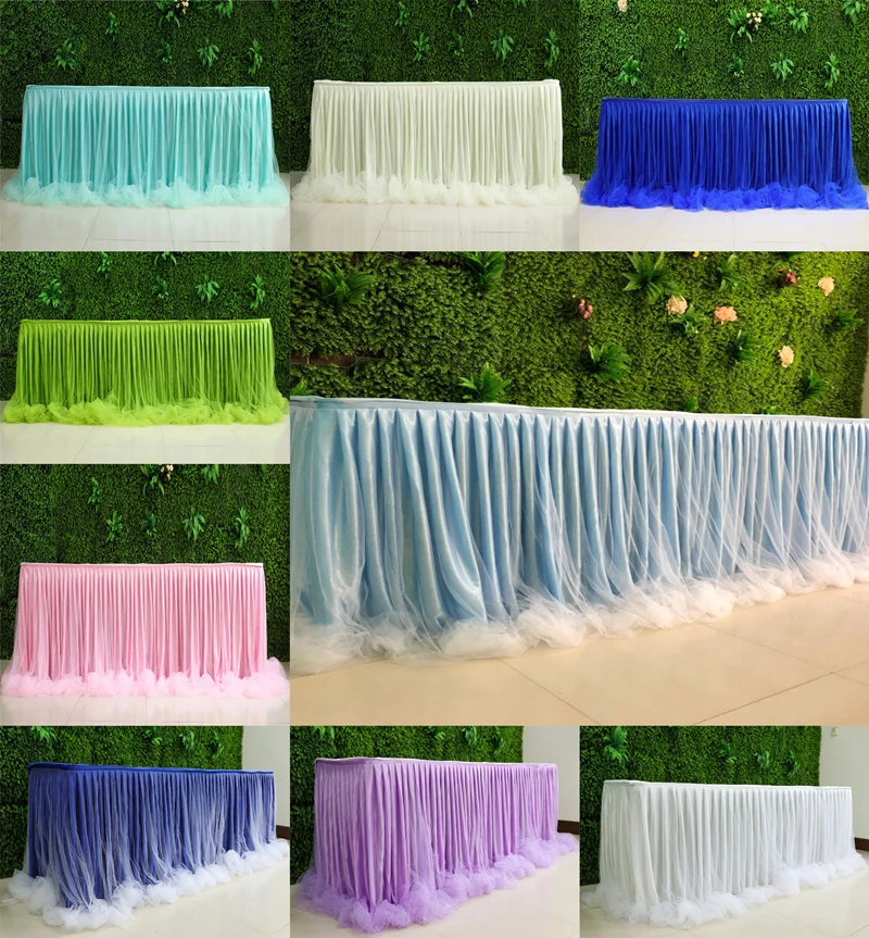 Настольная юбка из органзы ручной работы для вечерние ринки свадьбы украшения