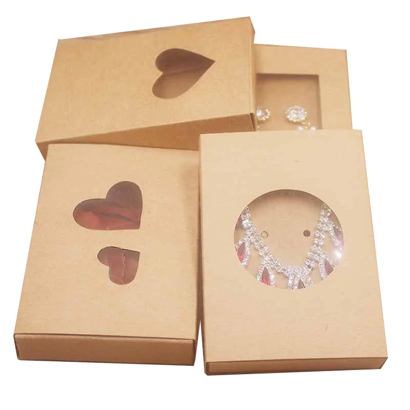 

10pcs Rectangular Paper Box Heart Round Shape Drawer Box Handmade Jewelry Candy Gift Packaging Box for Party Wedding Favors