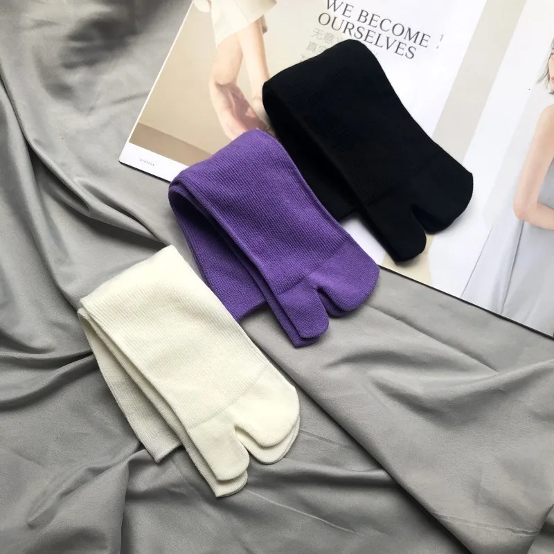 High Quality Combed Cotton Split Toe Socks Unisex Simple Comfortable Two-Toed Socks Japanese Harajuku Men Women's Tabi Socks
