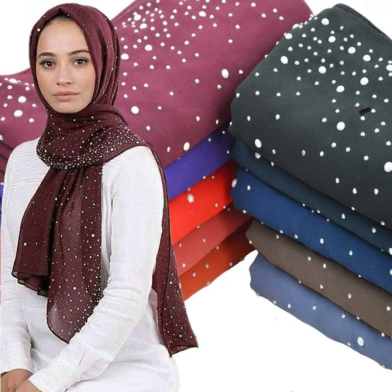 

Solid-color Porcelain Hot Blingbling Diamond Pearl Chiffon Scarf Scarf Scarf Women's Scarf Beautiful Scarf Fulfill Your Dream