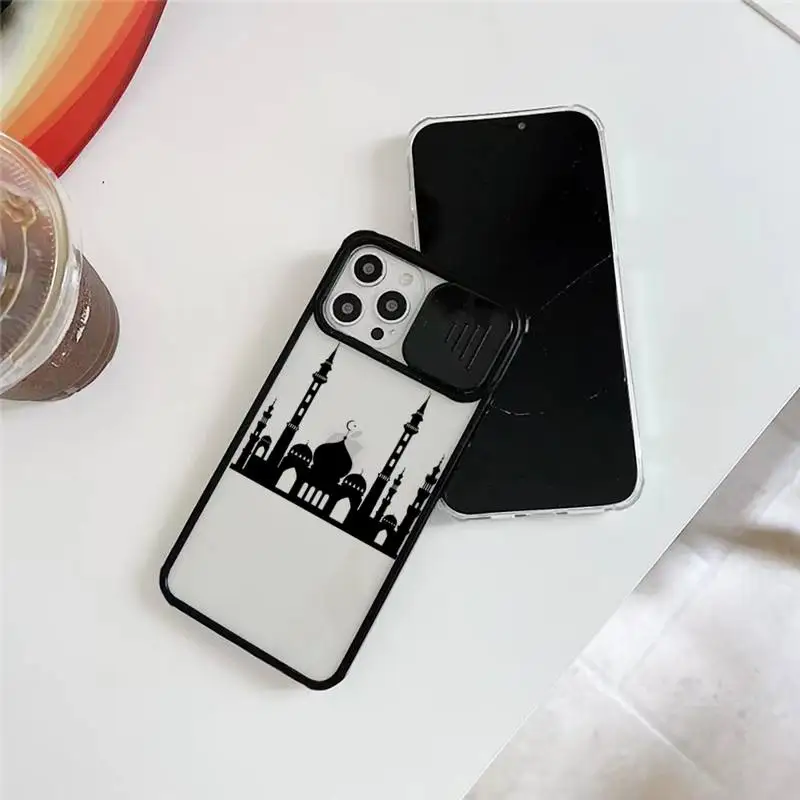 

Muslim mosque Moon pattern Phone Case For iPhone 12 11 8 7 se 2020 mini pro X XS XR MAX Plus Transparent Camera Protection Cover