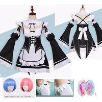 anime rezero kara ram rem cosplay costume cosplay anime wig halloween costume maid dress anime cosplay plus size clothing