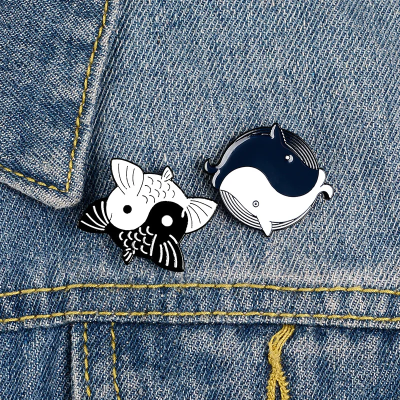 

Fish Enamel Pin Custom Koi Whale Brooches Clothes Shirt Lapel Backpack Fish Badge Balance Jewelry Gift for Friends