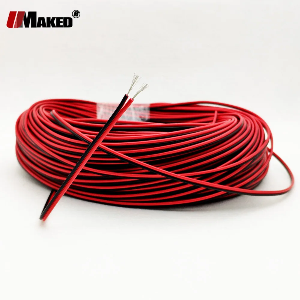 

10M 50M led cable 24AWG 26AWG 2pin Tinned copper Red Black 300V PVC insulated UL2468 Electronic Wire LED strips extend cables