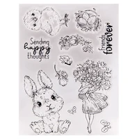 1pc easter bunny transparent clear silicone stamp seal diy scrapbook rubber stencil coloring diary decor office school supplies