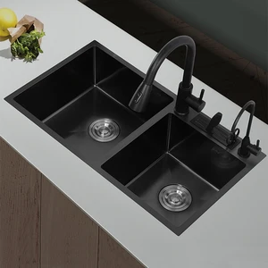 304 stainless steel double bowls kitchen sink with knife holder drop in or undermount dark gray basin with drainage accessories free global shipping