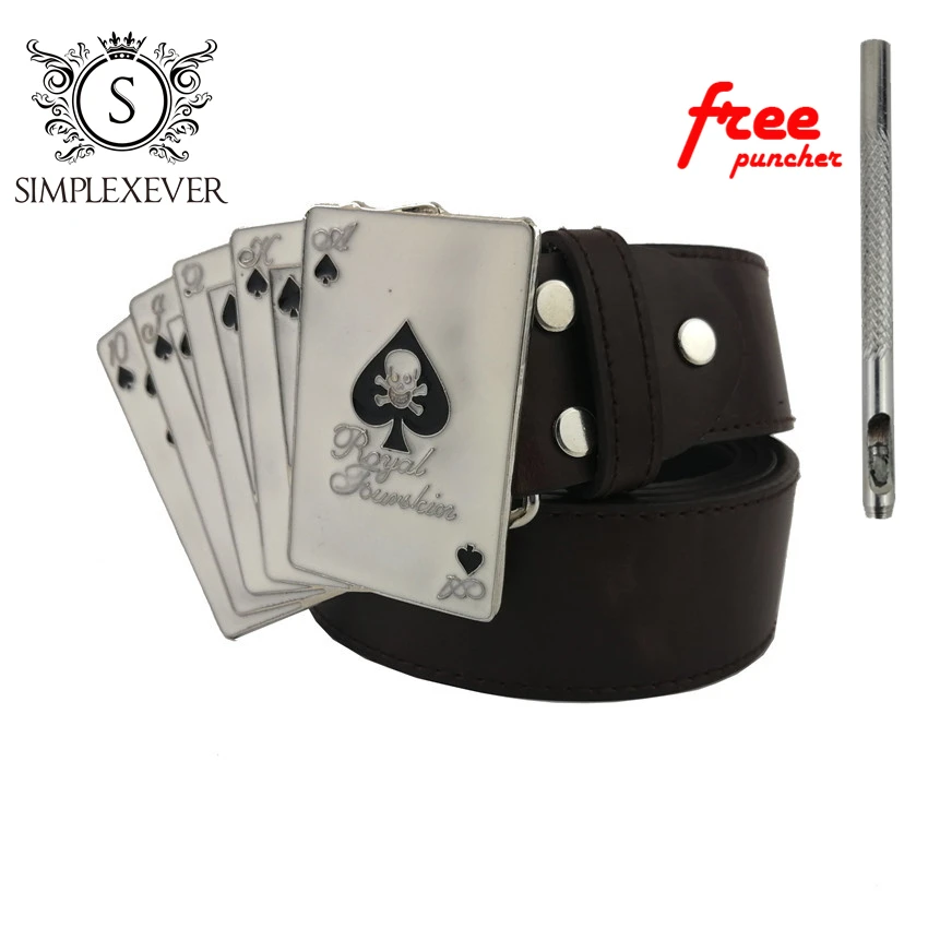 Ремень с пряжкой и подвеской в виде белой казино пряжка для ремня покер Прямая