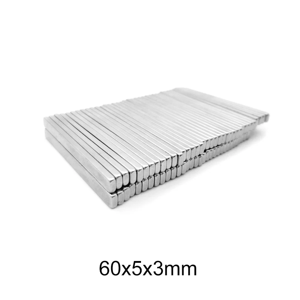 

Магнит Неодимовый прямоугольный, 60x5x3 мм, прочные для простыней, длина 60 мм, 2-50 шт.