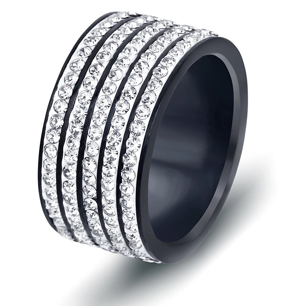 Модные ювелирные изделия из нержавеющей стали кристалл свадебные кольца для