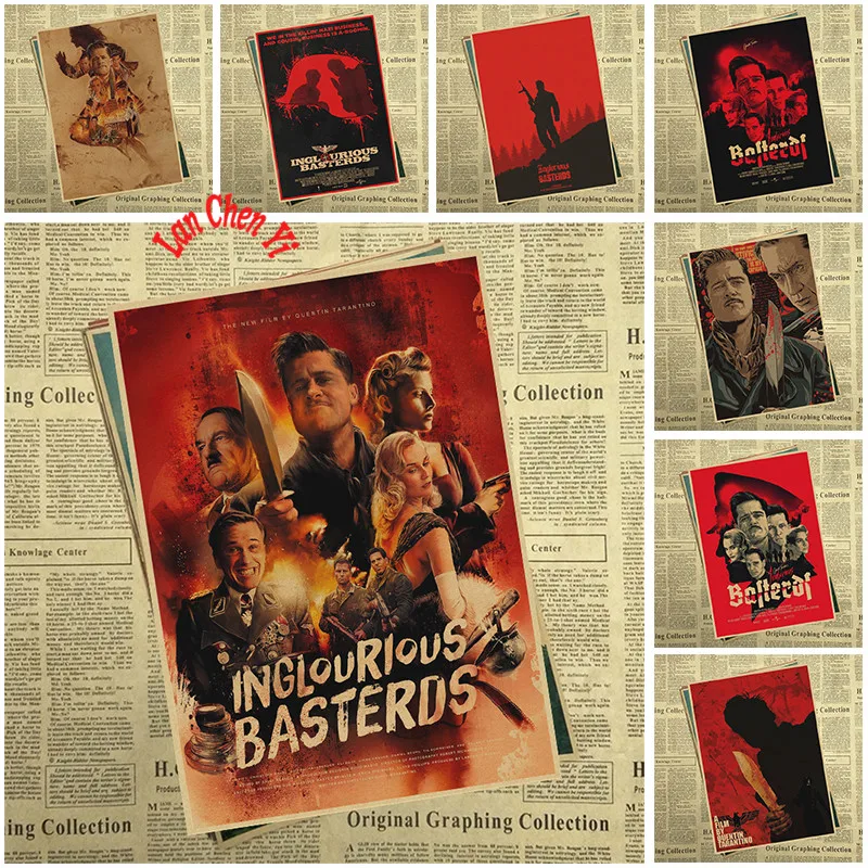 

Постеры из крафтовой бумаги Inglourious Basterds, художественные постеры для украшения дома винтажный плакат на стену, наклейки на стену в стиле ретр...