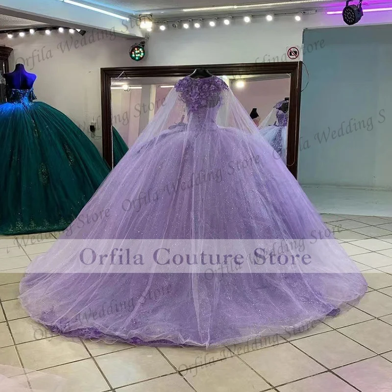 Фото Светло-фиолетовые платья Quinceanera, маскарадное пышное бальное платье, платья для выпускного вечера с деформацией Sweet 16, платья de 15 anos, по индивидуальному заказу №3