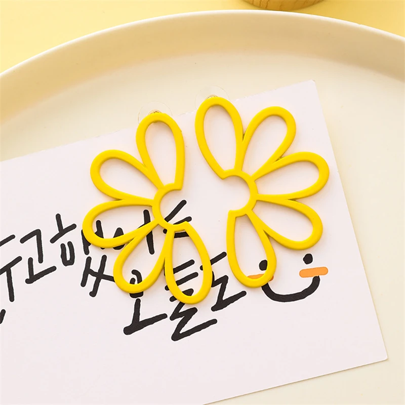 SOHOT милые желтые женские летние серьги капли с цветами яркие цвета маленькие