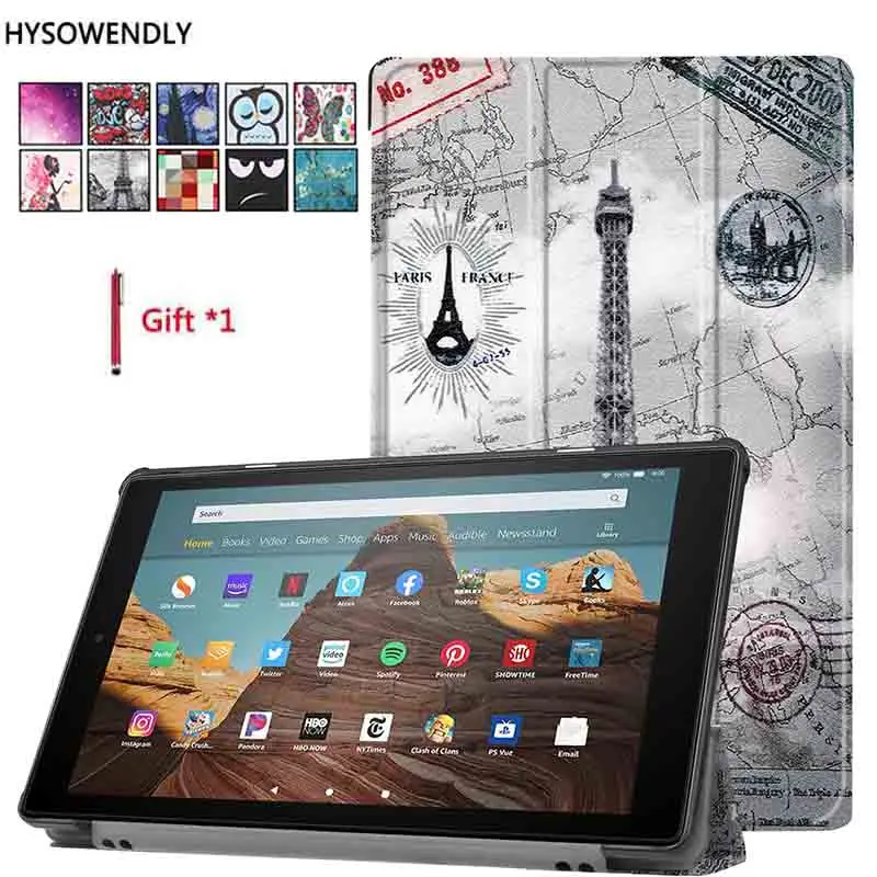 

For Amazon Kindle Fire HD10 Case 2019/2017 10.1 inch Slim Retro Folding Stand PU Leather Smart Cover For Amazon HD10 2017 Fundas