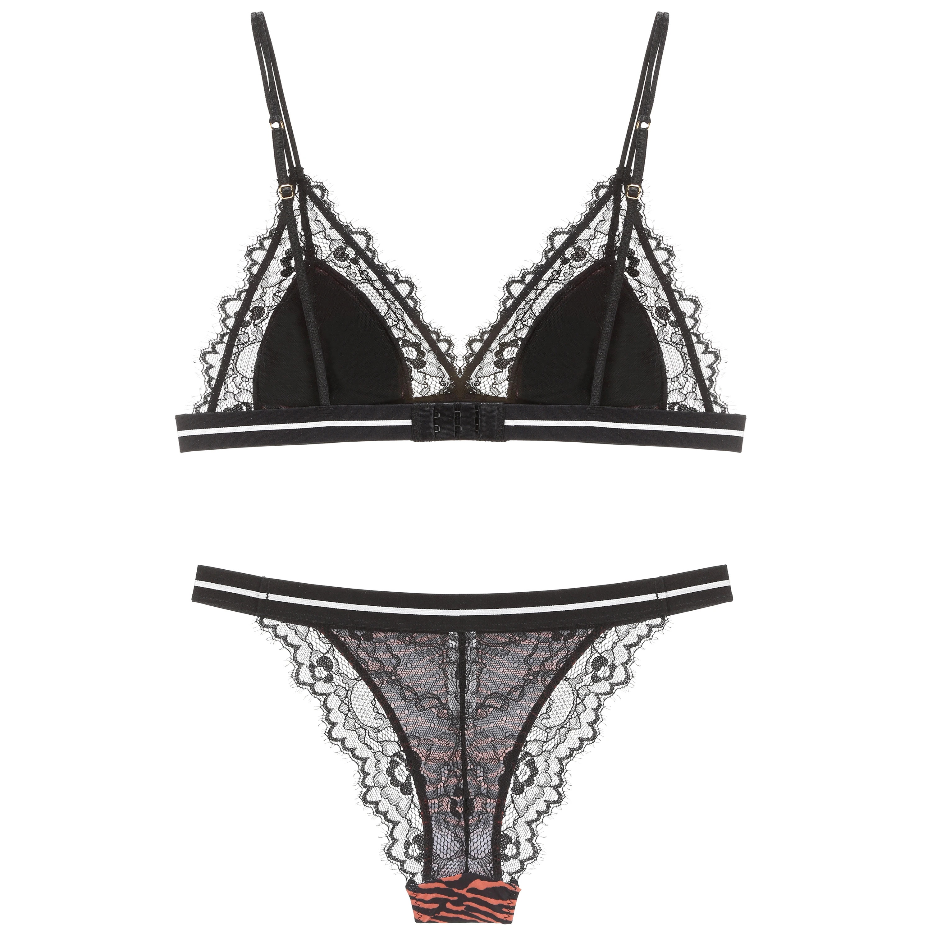 Купить Комплект нижнего белья с принтом зебры глубоким V-образным вырезом