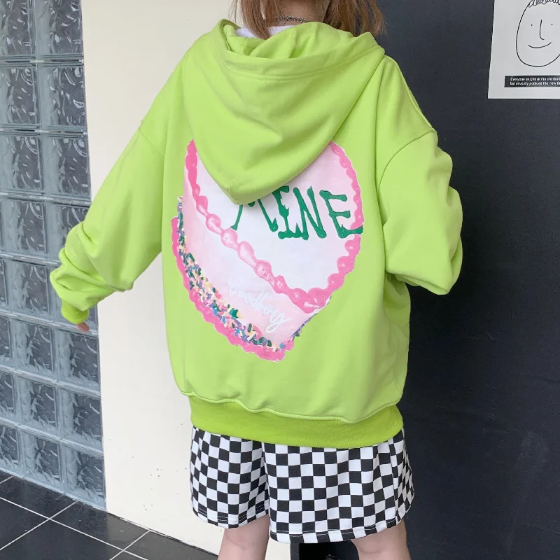 

Real Shot Long Sleeve Hooded Sweater for Women Loose Autumn Clothing