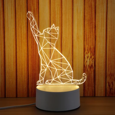 LBAH 3D креативная Светодиодная лампа 3D светодиодный оригинальная Ночная подсветка Иллюзия Ночная лампа 3D иллюзия Настольная лампа для дома декоративная - Испускаемый цвет: Cat